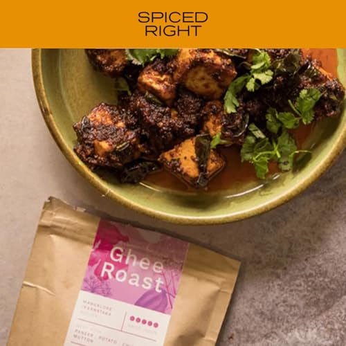 Image of Spiced Right Mangalore Ghee Roast Masala 200gm - Authentic Mangalorean Curry Spice Masala Blend with Garlic for Chicken, Prawn, Mutton, and Veg Dishes - No Artificial Colouring or Flavouring.
