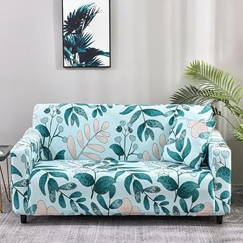 Hixingo Stretch Sofa Covers Spandex Couch Cover Simple and Modern Sofa Slipcovers, Armchair Cover Non-Slip Couch Covers Loveseat Covers Sofa Cover S-XL Large 75"-91",Green Leaves
