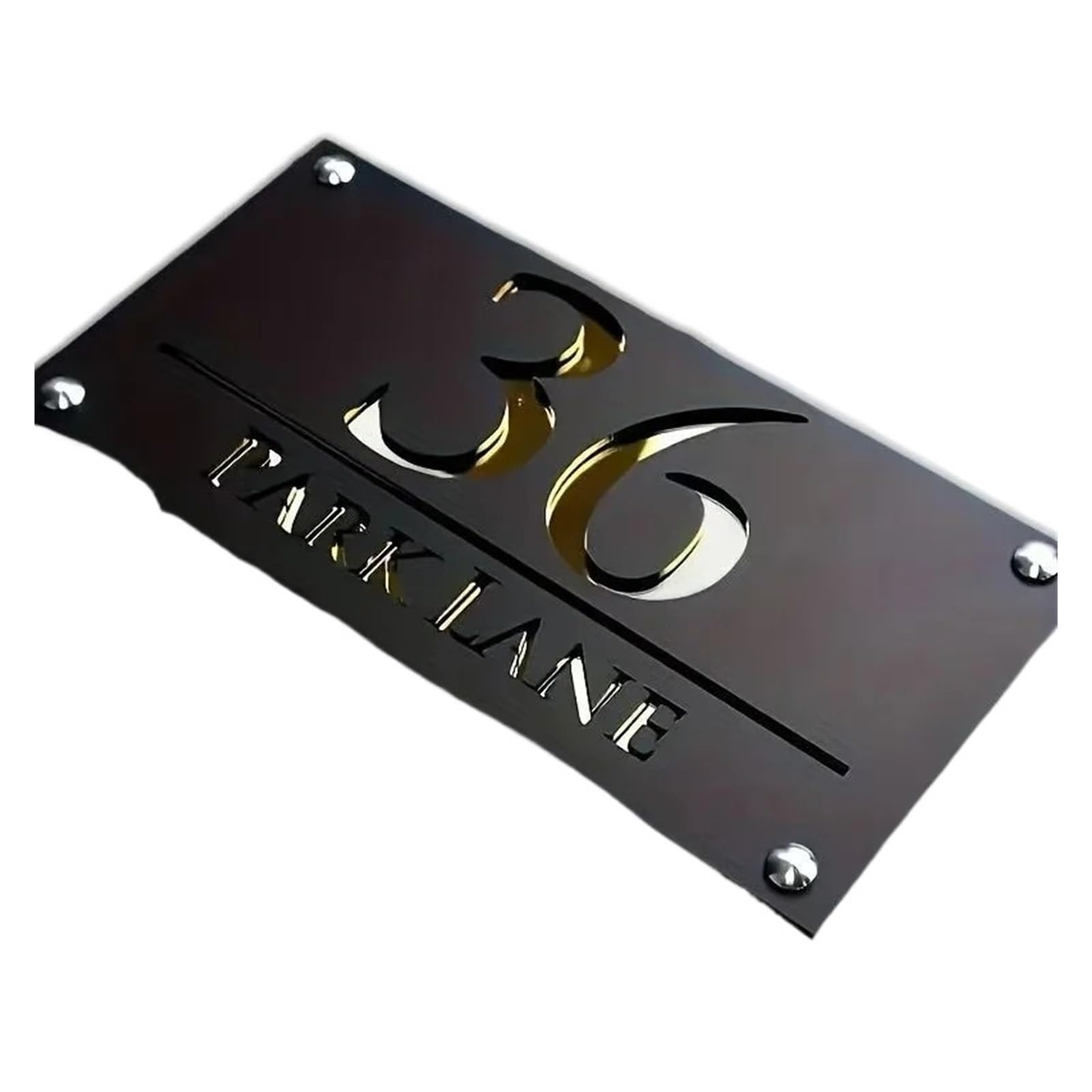 Números De Casa Huecos Tallados Doble Capa, Acrílico, Placas Puertas Hotel Y Oficina Carteles Suelo Centro Comercial, 1 Uds(Black and gold)