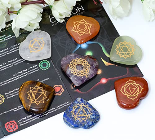 FASHIONZZADI Seven Chakra Gemstone Set With Engraved Seven Chakra ...