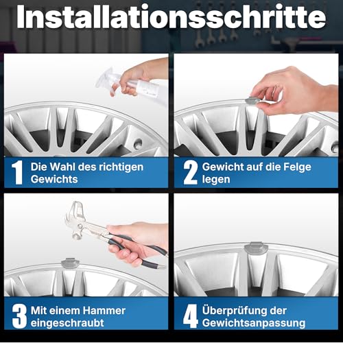 Generisch 225Stück Auswuchtgewichte Wuchtgewichte（ je 75 von 5g, 10g, 15g ） Sortiment an Zinkschlaggewichten für STAHLFELGEN