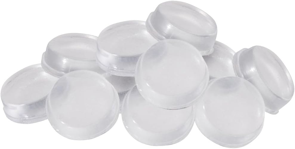 SOFTTOUCH Soft Touch 1/2" Round Self Stick Noise Dampening Cabinet Bumpers, Square, 12 Pack, Clear, 12 Count