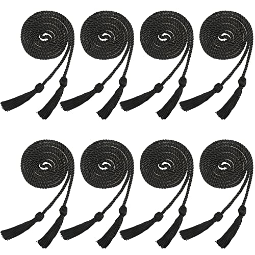 Image of Trounistro 8 Pieces Graduation Cords Yarn Honor Cords with Tassel for College Graduation Students (Black)
