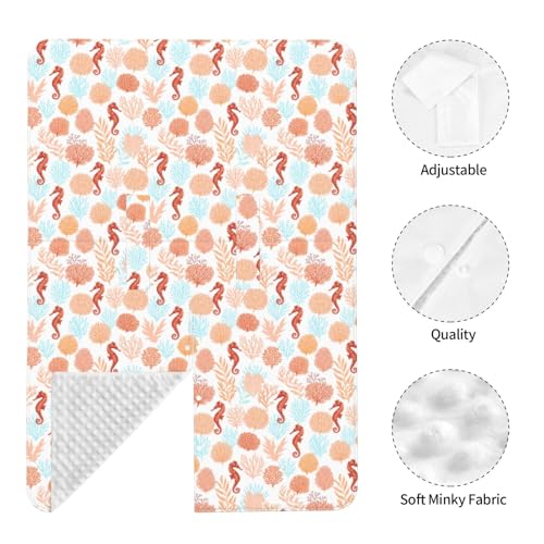 Image of Tropical Pattern Corals Sea Horse Baby Car Seat Canopy Nursing Cover for Newborn Car Seat Breastfeeding Covers Blanket Newborn Shower Gift