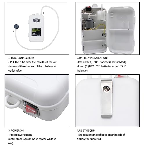 Image of 100 GPH Portable Battery Air Pump for Fishing Trips, Aquarium Air Pump with Air Stones, Outdoor & Outdoor use
