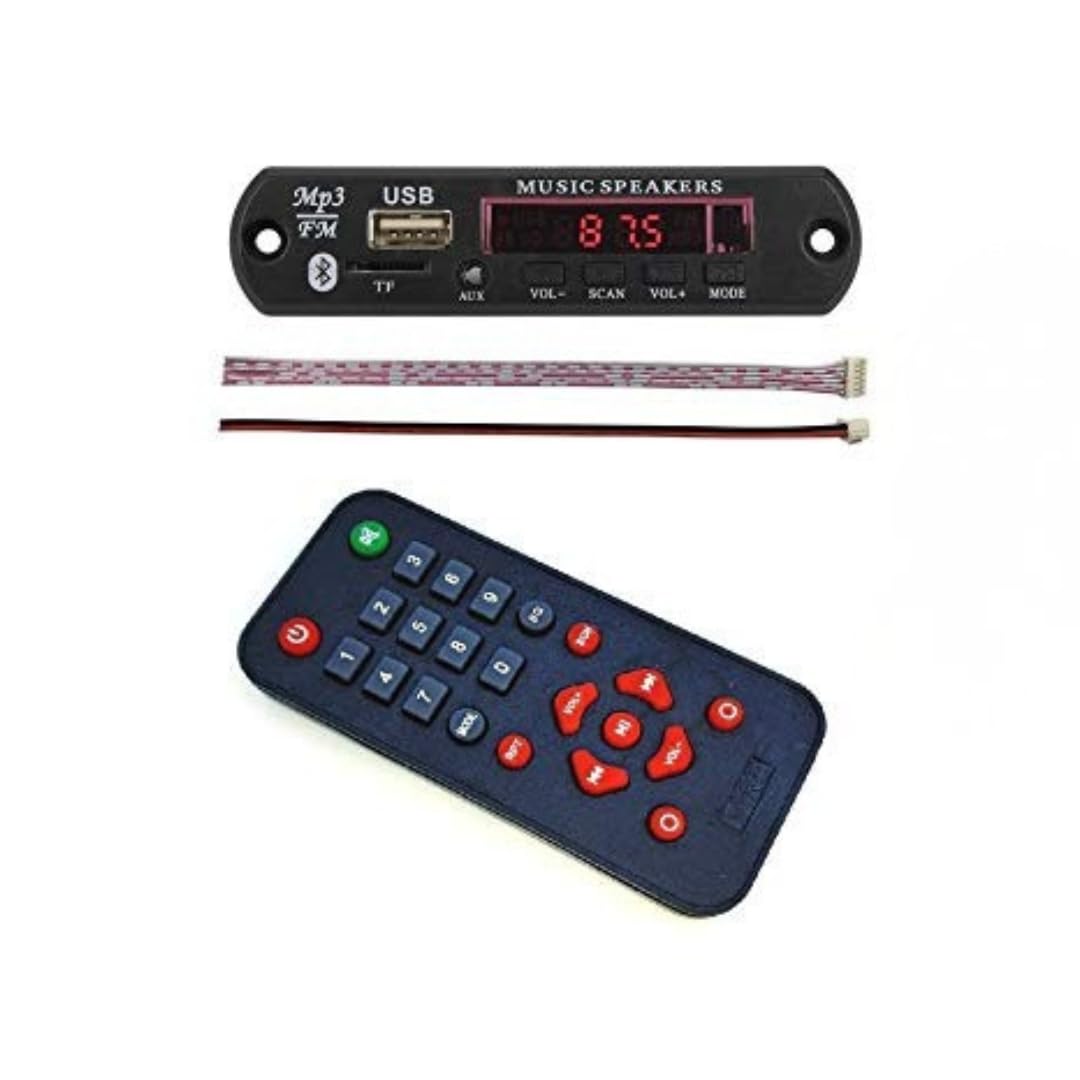 Bluetooth Fm USB AUX Card MP3 Stereo Audio Player kit with IR Remote, 5v Amplifier Chip, 7805 Voltage Regulator and Filter Capacitors for DIY-image-48