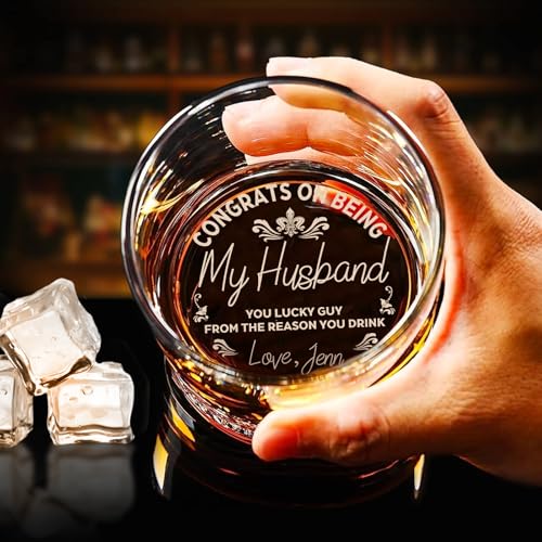 Personalized Engraved Prescription Whiskey Glass - Congrats On Being My Husband - Thanks for All the...