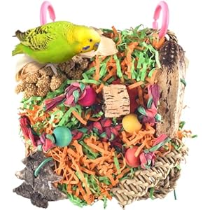 KATUMO Bird Toys, Conure Grass Mat Foraging Wall Toys Parrot Shredder Toys for Cockatiel, Conure, Lovebird, Budgie, Parakeet Small Medium Birds