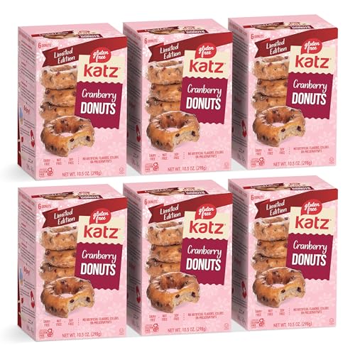 Katz Gluten Free Cranberry Donuts | Dairy Free, Nut Free, Soy Free, Gluten Free | Kosher (6 Packs of 6 Donuts, 10.5 Ounce Each)