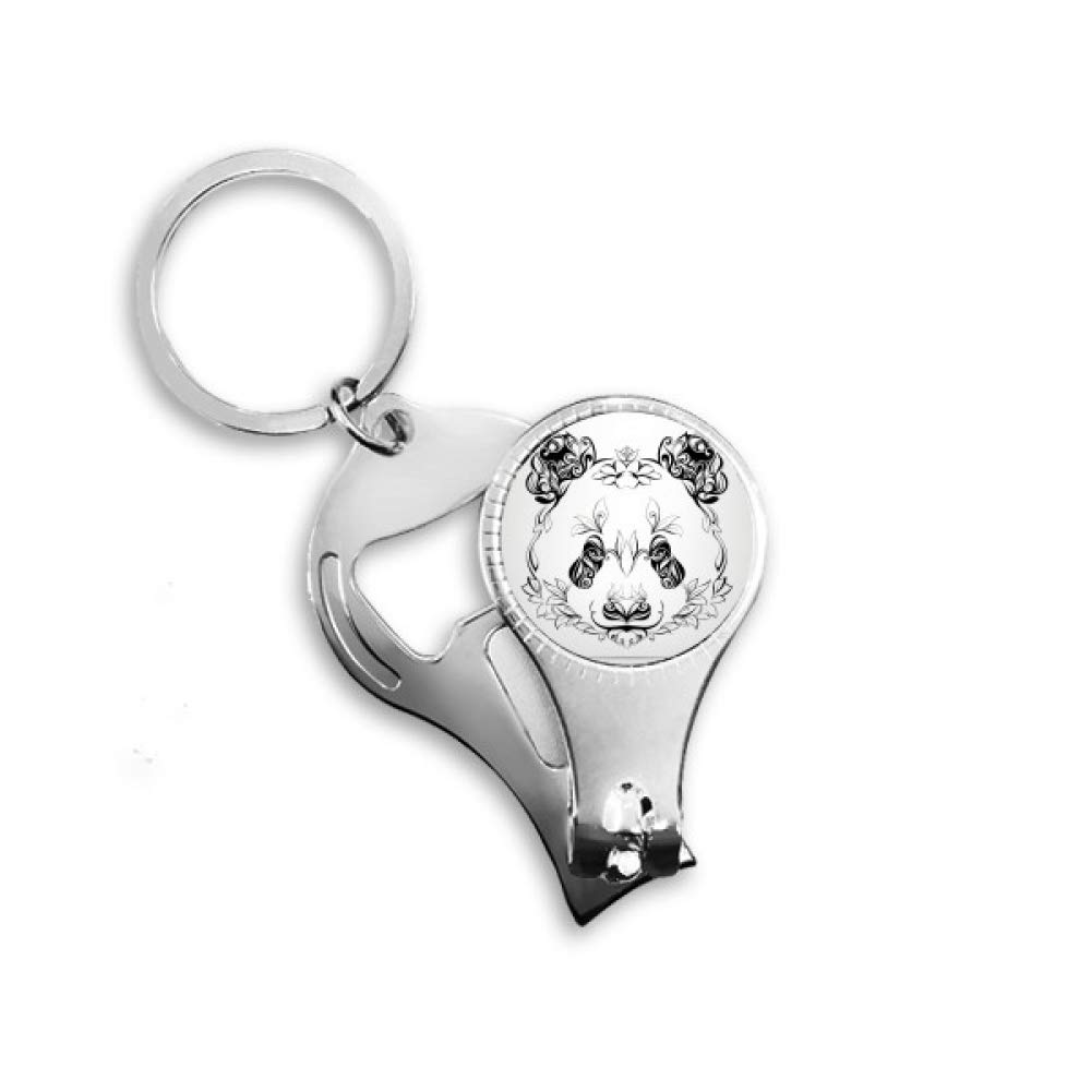 Fluffy Giant Panda Animal Portrait Nail Nipper Ring Key Chain Bottle Opener Clipper