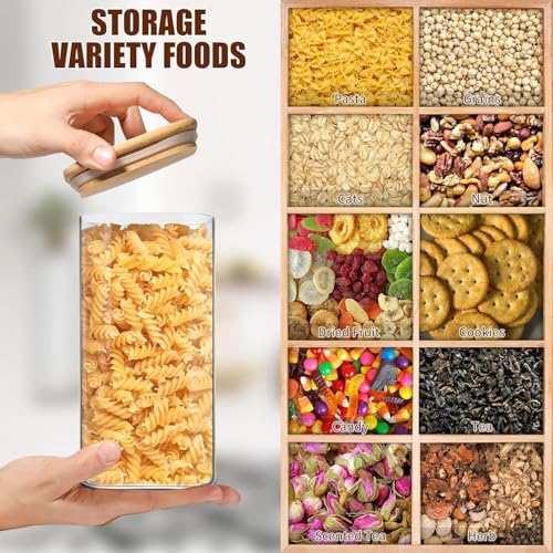 Image of MARTVIA Glass Food Storage Jars with Bamboo Lids 1500ml Set of 4, Wide Mouth Lid Jar for Home Kitchen,Flour, Sugar, Coffee, Pasta, Oats, Grains, Cookies, Snacks (Sqaure 1500 ML Jar, SET OF 4)