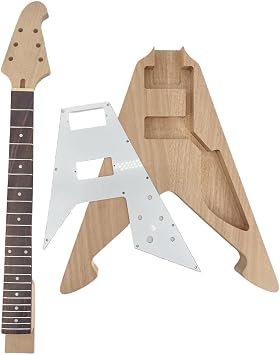 New guitar kit Guitar neck 22fret 24.75 inch Mahogany guitar body Dot inlay set in Flying V Rosewood Fretboard