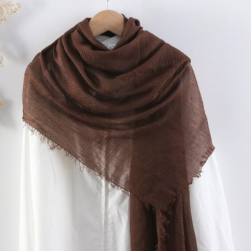 Image of Crinkled PolyCotton Scarf for Women - 180 x 90 cm Stole for Women | PolyCotton Scarf for Summers, Head Cover for Women | Lightweight Scarf for Women | Women Accessory