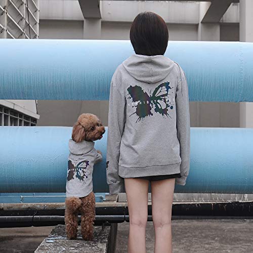 DINZUO ペット服 犬服 秋冬 親子服 ペットとお揃い 飼い主男女兼用パーカー 長袖 帽子 アウター 二足歩行 子犬服 猫服 春秋 おしゃれ 犬ウェア ドッグウェア 防風 防寒 保温 可愛 小型犬 中大型犬服 脱毛保護 虫除け お散歩 記念撮影ッグウェ