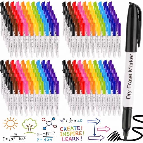 Thenshop 200 Pcs Dry Erase Markers Bulk Fine Tip, 10 Colors