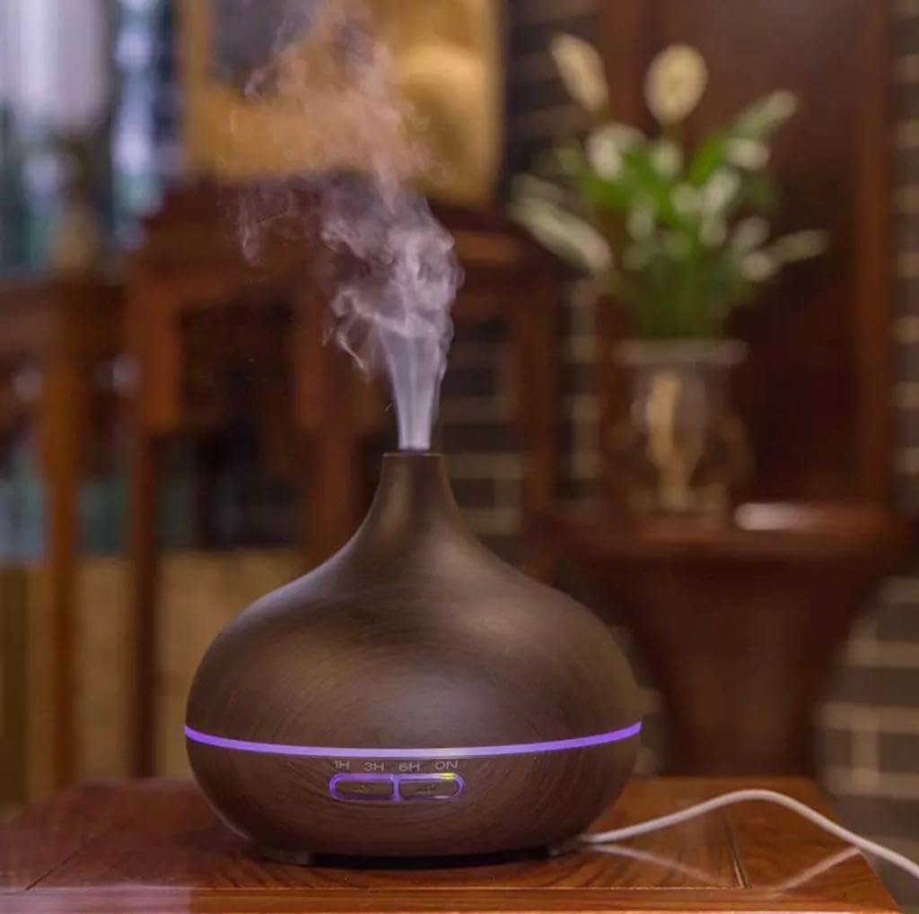 Ultrasonik Aroma Hava Nemlendirici Hava Difüzör Kokulu Uçucu Yağ Difüzör 500 ml Kumandalı Led…