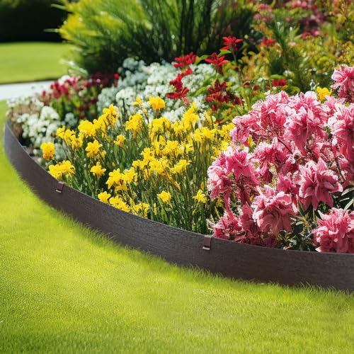 Hugeleaf Landscape Edging Coil 5 Inch High 40 Feet Length Terrace Board with 12pcs Stakes, Garden Edging Border for Landscaping, Lawn, Flower Beds, Yard (Brown) - Thumbnail 7