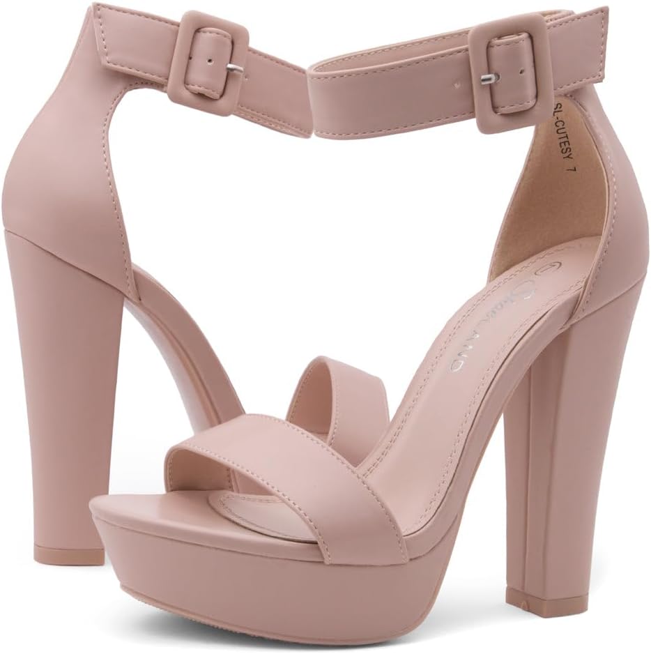 Shoe Land Chunky Platform Heels for Women – Inch Block Heeled