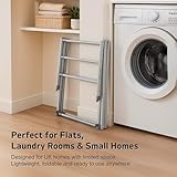 Straame 3-Tier Expandable Clothes Airer Indoor Outdoor – Slimline Drying Rack (Expanded:71×37×103 cm, Folded: 51×43×9 cm), 10 kg Capacity, Rust-Resistant, Non-Slip Feet, Heavy-Duty Design (Grey) - Image 7