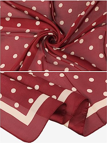 Women Polka Dots 35" Large Scarf, Vintage Satin Silk Like Square Neckerchief Head Wrap Bandanas Neck Scarves4