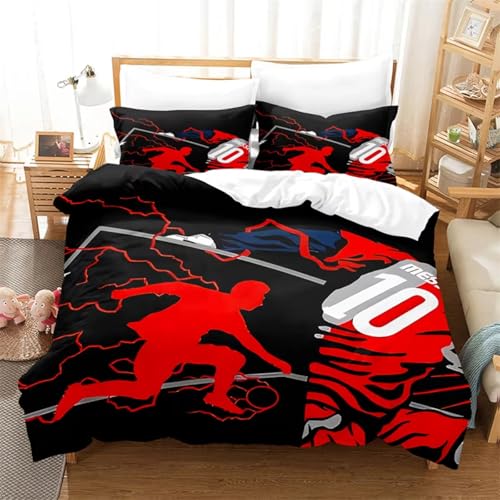 NDXRWDZR Housse de Couette 90x190 Enfant Ballon De Football Parure de Lit 1 Personne avec Fermeture Éclair Confortable Respirant Microfibre Housse de Couette et 2 Taie d'oreiller 65x65 cm