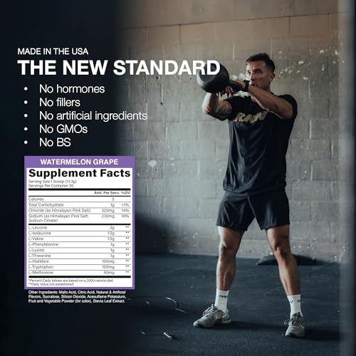 image for RAW EAA Plus, Amino Acids Powder, Watermelon Grape (30 Servings) - Pre