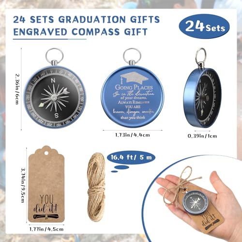 Brújula grabada azul para graduación, pack 24 miniatura 2