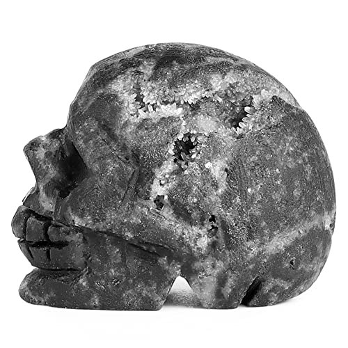 Estatua Cráneo de Geodas Negro 2 Pulgadas para Decoración miniatura 2