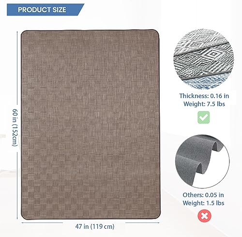 Image of Chair Mat for Hardwood & Tile Floor, 47 inch x 60 inch Heavy Duty Office Chair Mat for Rolling Chairs, Anti Slip, Non-Curve, Floor Protector for Home Office, Brown Square