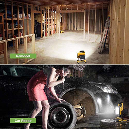 Ustellar 2400LM 30W LED Work Light (200W Equivalent), Waterproof Portable LED Flood Lights, Job Site Lighting with Stand for Construction Site, Workshop, 16ft/5M Cord with Plug, 6000K Daylight White