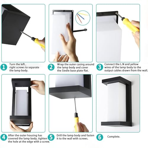 LED Apliques de Pared Exterior IP65 Impermeable con Sensor de Movimiento 18W Luz Cálida 4