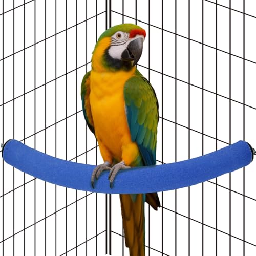 Image of Rypet Parrot Perch Stand Toy Used for Cage Corner for Paw Grinding Clean Stick Exercise, Rough-Surfaced Quartz Bird Perch Standing Cage Accessorie for for Small Parakeets Cockatiel Conures (Blue XL)