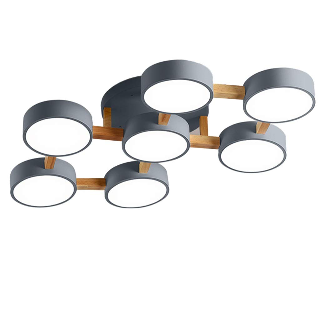 HynJGih Nordic Living Room Lamp Simple Modern Atmosphere Home Ceiling Lamp Restaurant Lamp Macaron Solid Wood Bedroom Led Lamps(A,7 Heads)