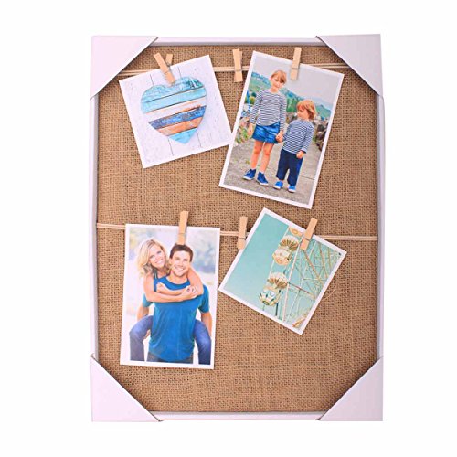 HANTAJANSS Clip Photo Holder, Picture Display Frame, Photo Collage Board, Wood Hanging Frames with 6 Clips for Home Wall Decor, 12 ×16 Inches