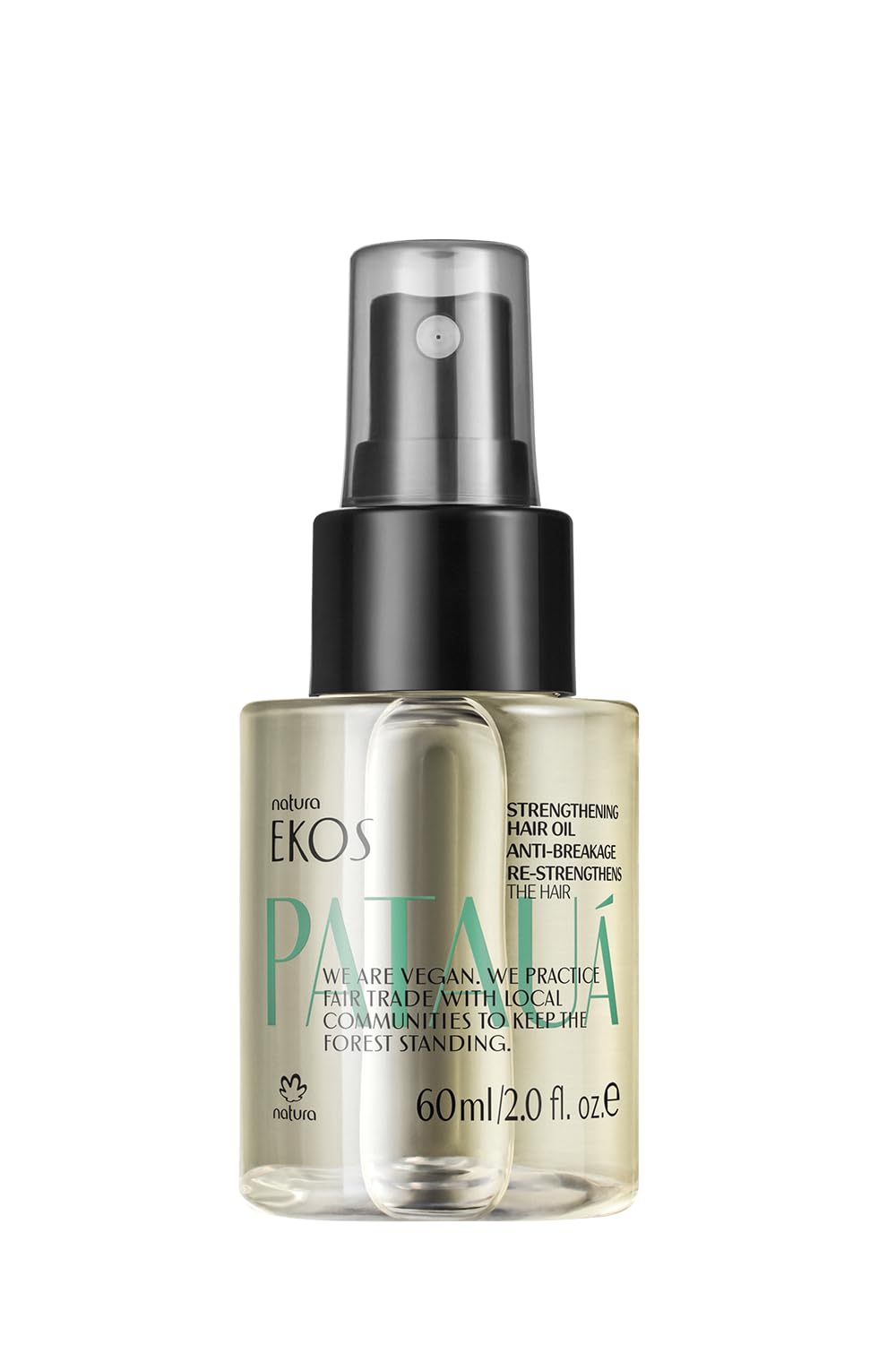 Natura Ekos Pataua - Aceite antirotura y fortalecedor para el cabello (60 ml, 2 fl oz) Para cabello debilitado, quebradizo, dañado y seco. Vegano. No probado en animales. Unisex. Para cabello débil.