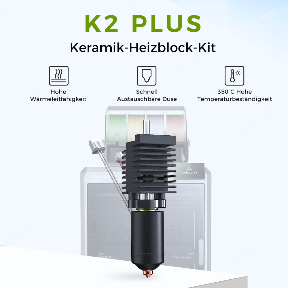 Creality K2 Plus Combo Hotend, Original Keramik-Heizblock-Kit, Einhorn-Schnellwechsel-Düsen-Kit, 350°C Hochtemperaturbeständigkeit, integriertes Ganzmetall-Design für Creality K2P Combo/ K2 Plus