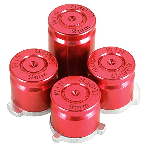 eXtremeRate Red Metal Alumium Alloy Thumbsticks Bullet ABXY Mod Buttons Replacement Parts for Xbox One Xbox One S X Controller - Thumbnail 5