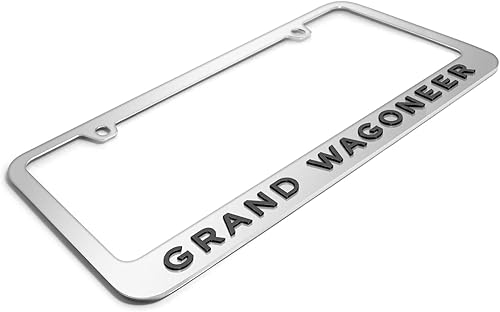 Miniatura 3 de Para Jeep Grand Wagoneer en 3D negro sobre espejo marco de matrícula de metal cromado