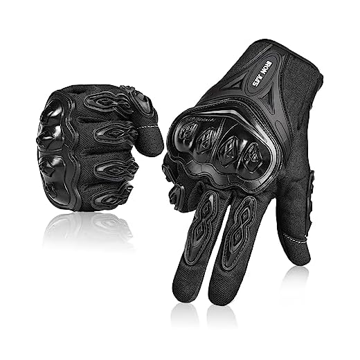 IRON JIA'S Par Guantes Dedo Completo PU Proteccion para Moto Bici Motocicleta Motorista puede pantalla táctil … (L, negro)