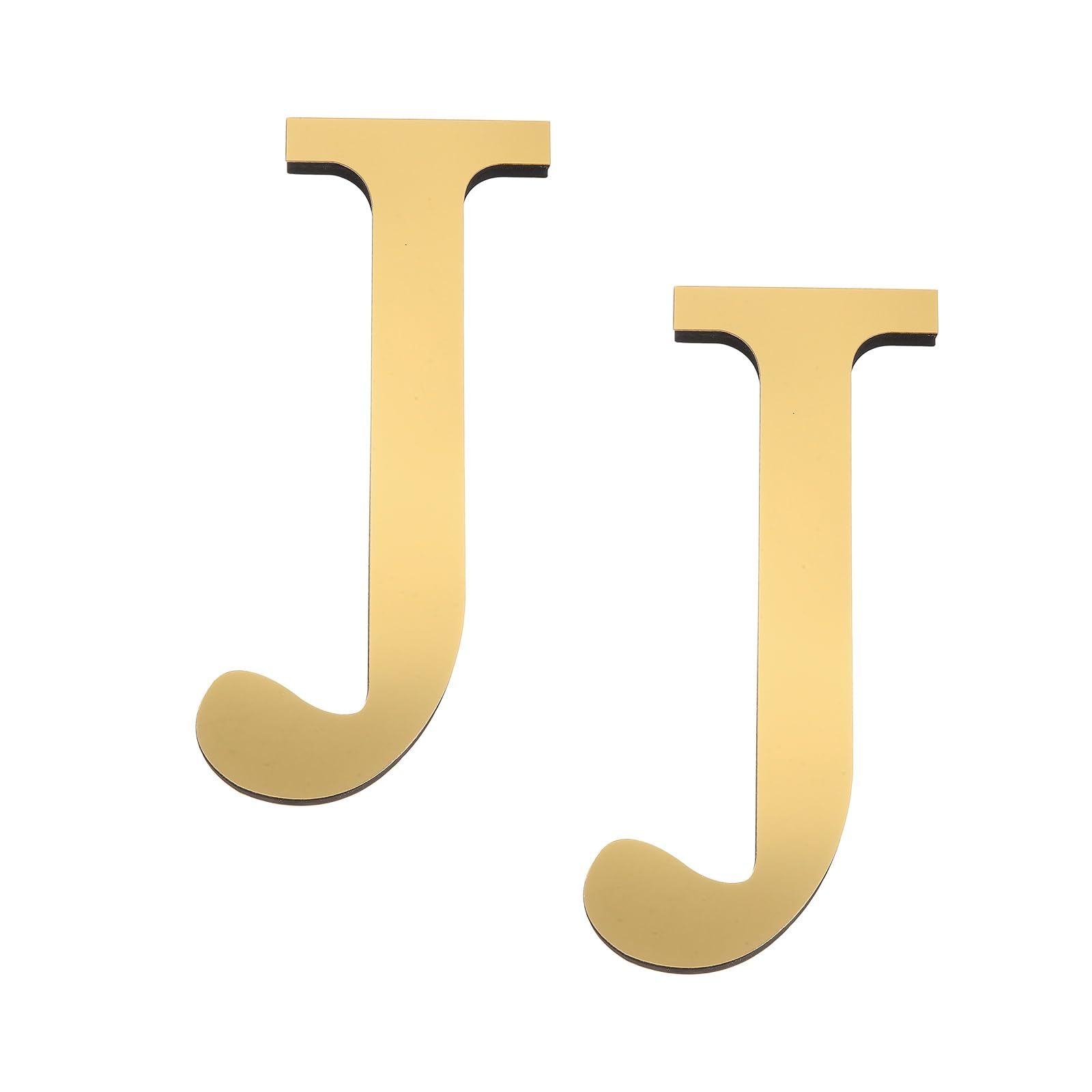 PATIKIL 2 Pcs 8 Inch 3D Acrylic Alphabet Mirror Wall Stickers Letter J Self-Adhesive Home Decor Letter Sign Art Sticker Decal for DIY Home Decoration Light Gold