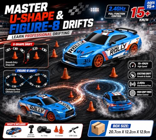 Image of Remote Control Sports Car & Off-Road SUV Toy for Kids, High Speed RC Racing with Wireless Remote, Realistic Lights & Premium Design Gift for Boys Girls (Rolly-Drift CAR)