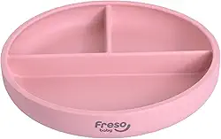 Freso Baby Prato Alimentação Bebê Introdução Alimentar Blw Bliss Silicone Atóxico Livre De Bpa Antibacteriano Com Ventosa E Divisória Cor Rosa