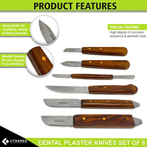 Dental Fahenstock Large, Small Knife, Cynamed Plaster Alignate Spatula And Knife Mixing Modeling Labratory Restorative Instruments 6 Pcs #TOP1