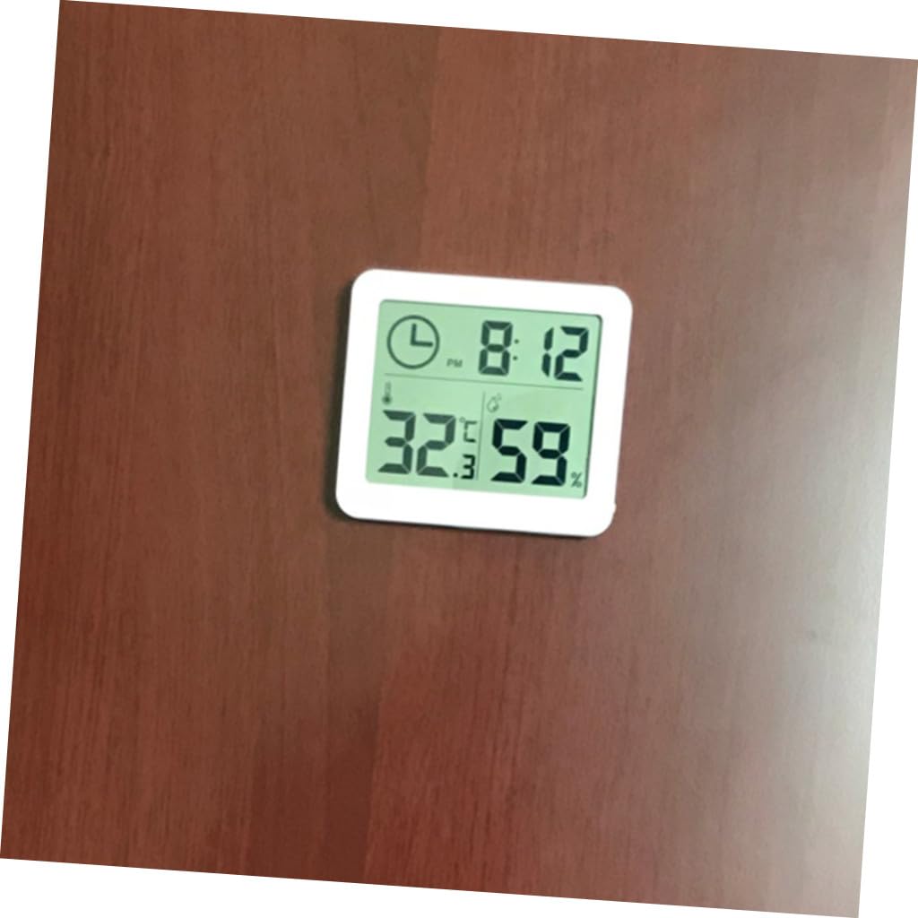 Termometro e Igrometro da Interno Ultrasottile con Orologio | Abs Bianco, Leggero e Portatile, Registra Massimi e Minimi di Temperatura e Umidità, per Casa e Uso Interno