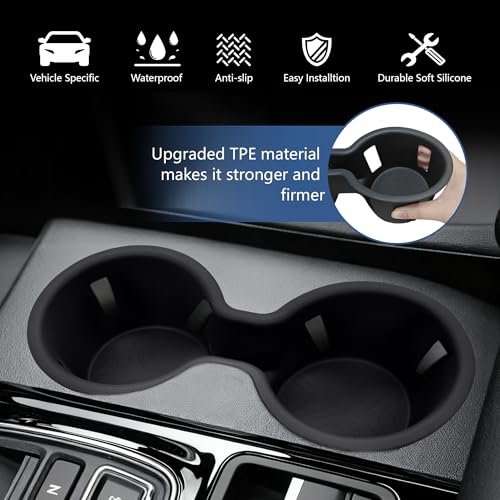 Image of Cup Holder Inserts Compatible with Honda Pilot 2023-2025 2026 Accessories, Non-Slip TPE Center Console Cup Holder Protector Organizer for Honda Ridgeline&Passport 2024 2025 2026 Accessories