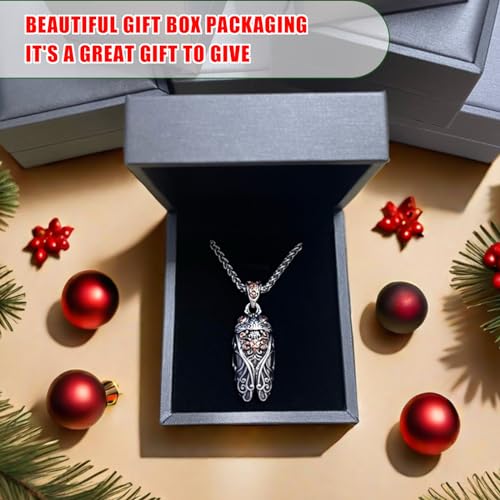 Cicada Necklace,Silver-Plated Cicada Pendant,Vintage Cicada Insect Pendants Weird Jewelry Keychain Necklace Gifts for Men and Women3