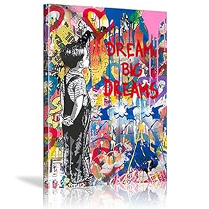 Banksy Artwork Dream Big Dreams Graffiti Art Canvas Schilderijen Muur Moderne Street Art Posters en Prints voor Woondecoratie 60x80cm (24x31in) Withframe