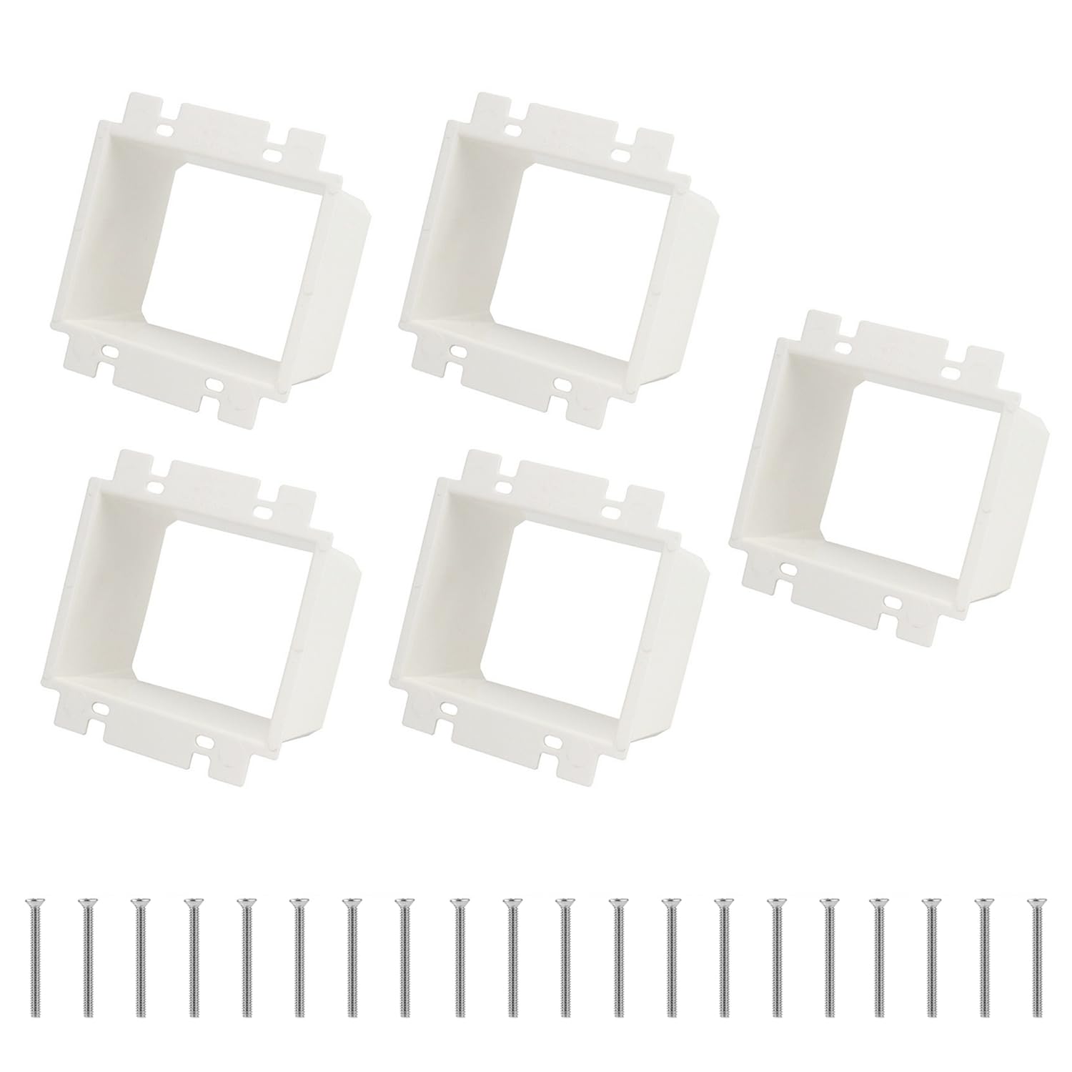 5-Pack BE2-5 Electrical Outlet Box Extenders – 2-Gang – Heavy-Duty Plastic – With 20 Screws – For Receptacles & Switches