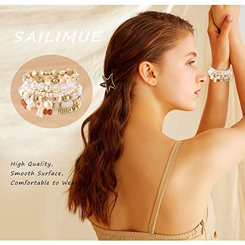 Sailimue 6 Sets Bohemian Stackable Bead Bracelets For Women Men Stretch Multilayered Bangles Bracelet Set Boho Multicolor Jewelry #TOP1