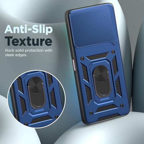 Image of Pikkme D10 Tough Armor Bumper Case | 360 Protection Case | Sliding Camera Shield Cover & Ring Holder Stand Back Cover for Redmi 13 5G / Poco M6 Plus 5G (Blue)